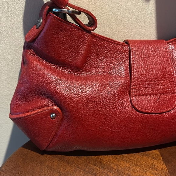 Valentina  leather convertible bag shoulder or Crossbody bag  Red/Silvertone NWT - Picture 8 of 16